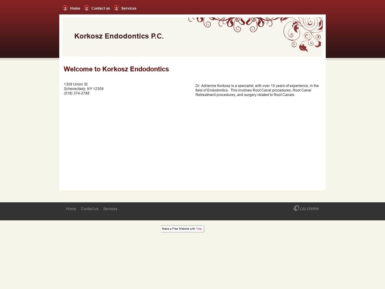 Korkosz Endodontics Korkosz Adrienne L DDS Website Screenshot from korkoszendodonticspc.com