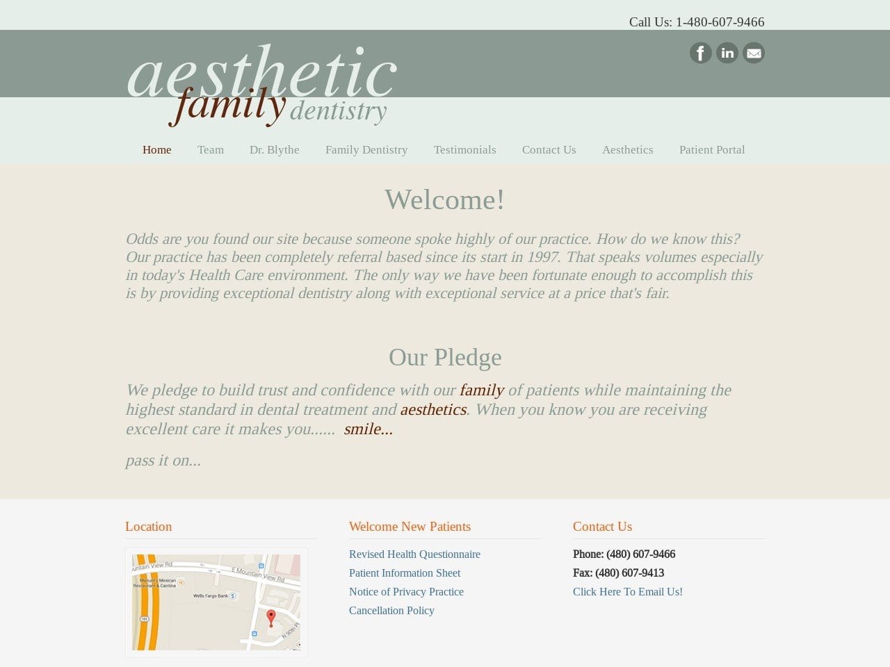 Aesthetic Family Dentist Website Screenshot from koryblythedds.com