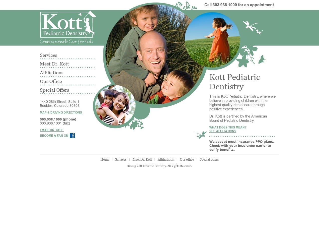 Kott Pediatric Dentist Website Screenshot from kottpediatricdentistry.com