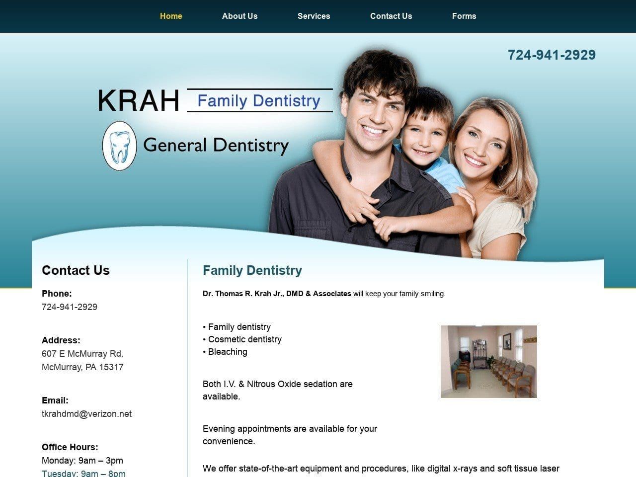Thomas R Krah & Associates Website Screenshot from krahfamilydentistry.com