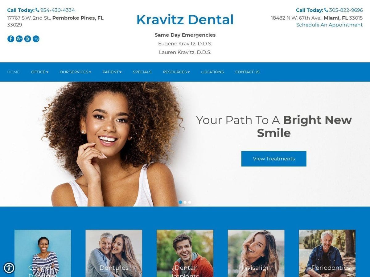 Kravitz Dental Website Screenshot from kravitzdental.com