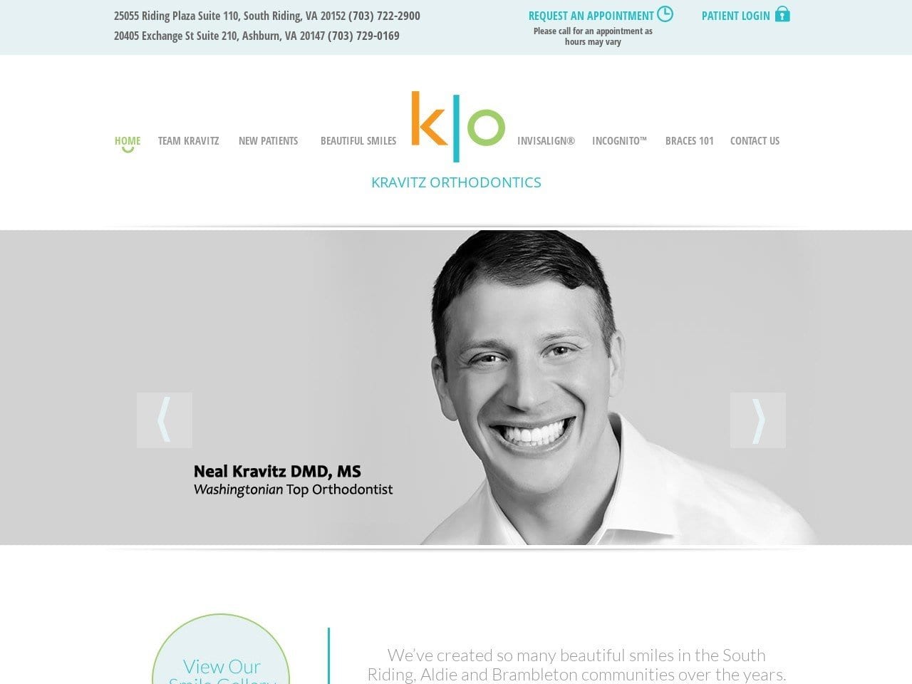 Kravitz Orthodontics Website Screenshot from kravitzorthodontics.com