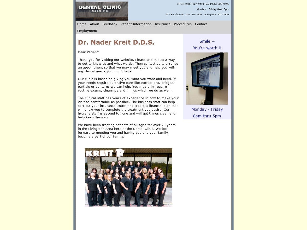 Dr. Nader Kreit DDS Website Screenshot from kreitdental.com