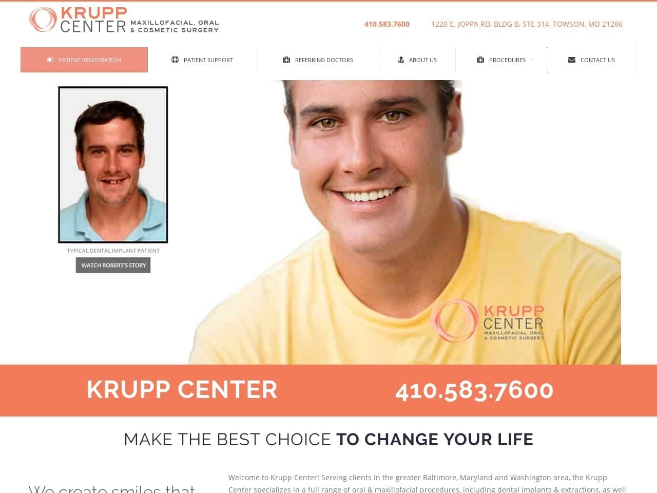 Krupp Center Oral Dentist Website Screenshot from kruppcenter.com