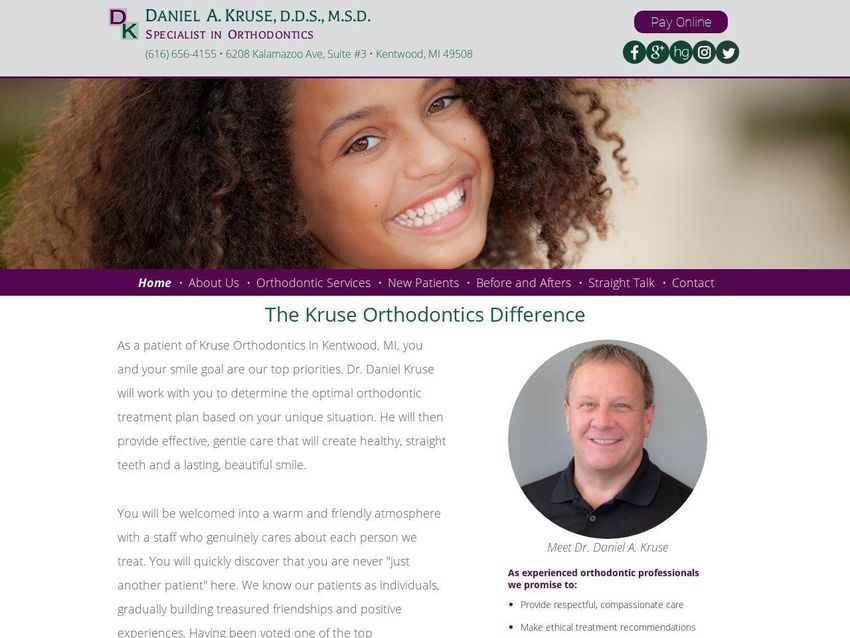 Orthodontic Associates Website Screenshot from kruseortho.com