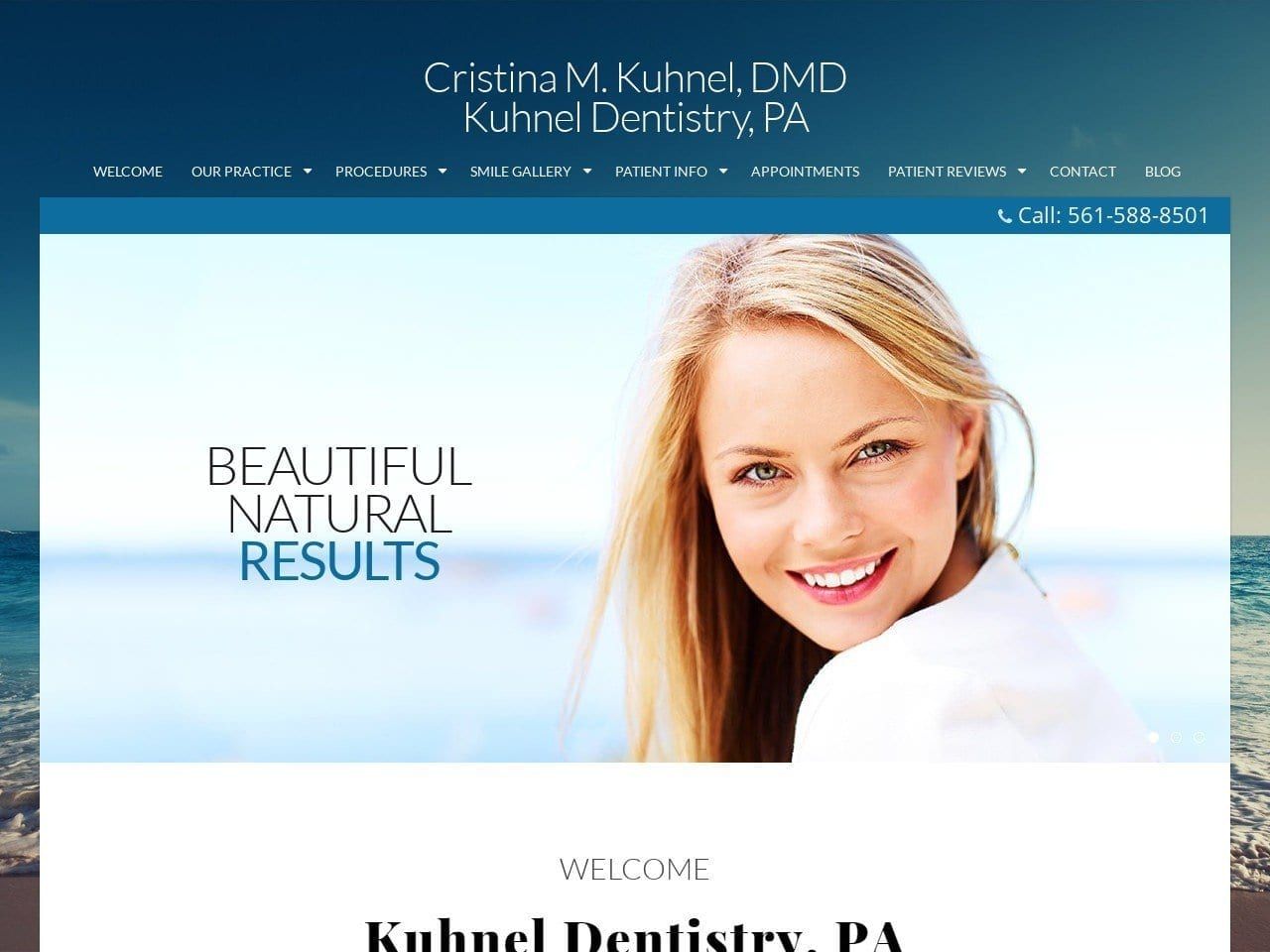 Dr. Cristina Kuhnel DMD Website Screenshot from kuhneldentistry.com
