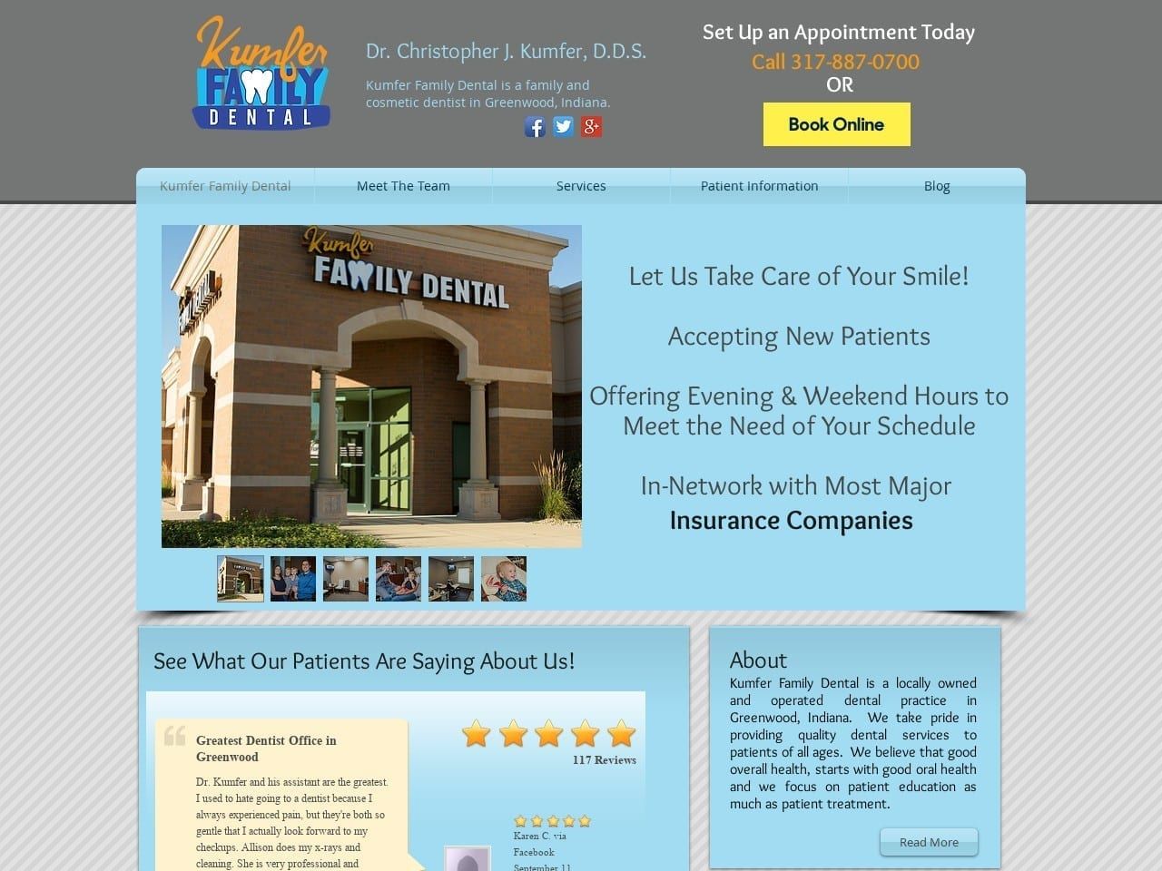 Kumfer Family Dental Website Screenshot from kumferfamilydental.com