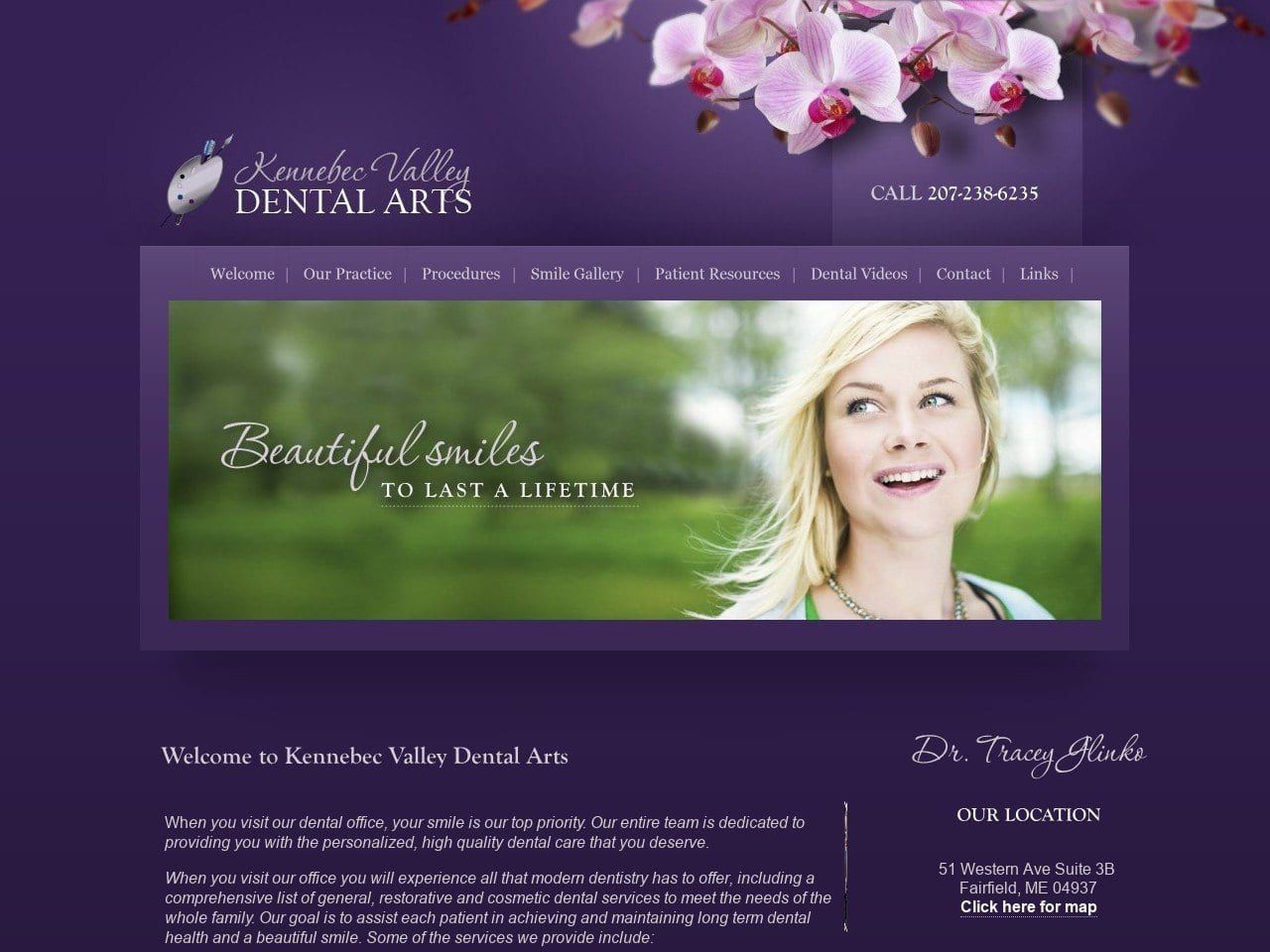 Kennebec Valley Dental Arts Website Screenshot from kvdentalarts.com