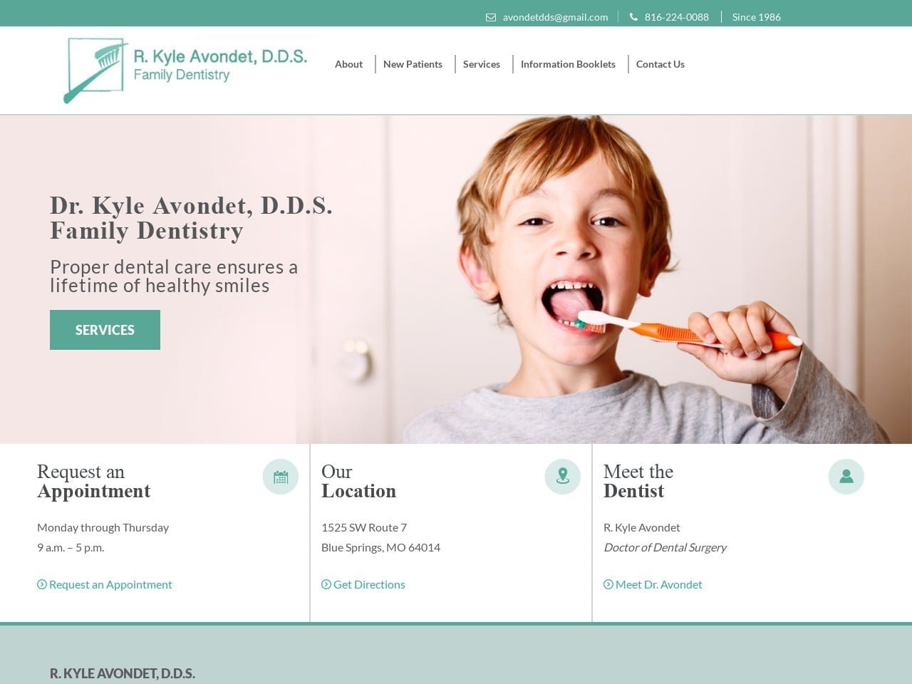 Family Dentist Website Screenshot from kyleavondetdds.com