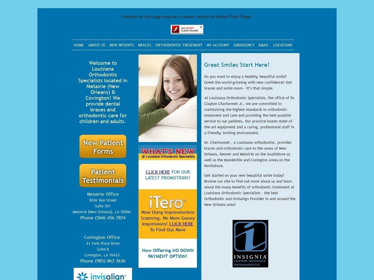 Louisiana Orthodontic Specialists Website Screenshot from la4braces.com