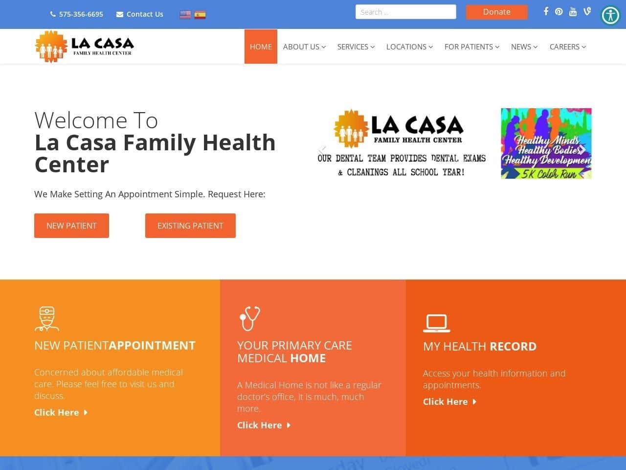 La Casa Family Health Center Website Screenshot from lacasahealth.com