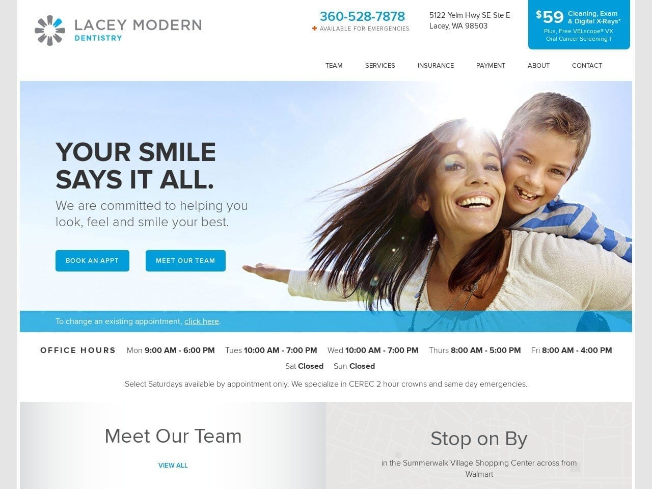 Lacey Modern Dentistry Website Screenshot from laceymoderndentistry.com