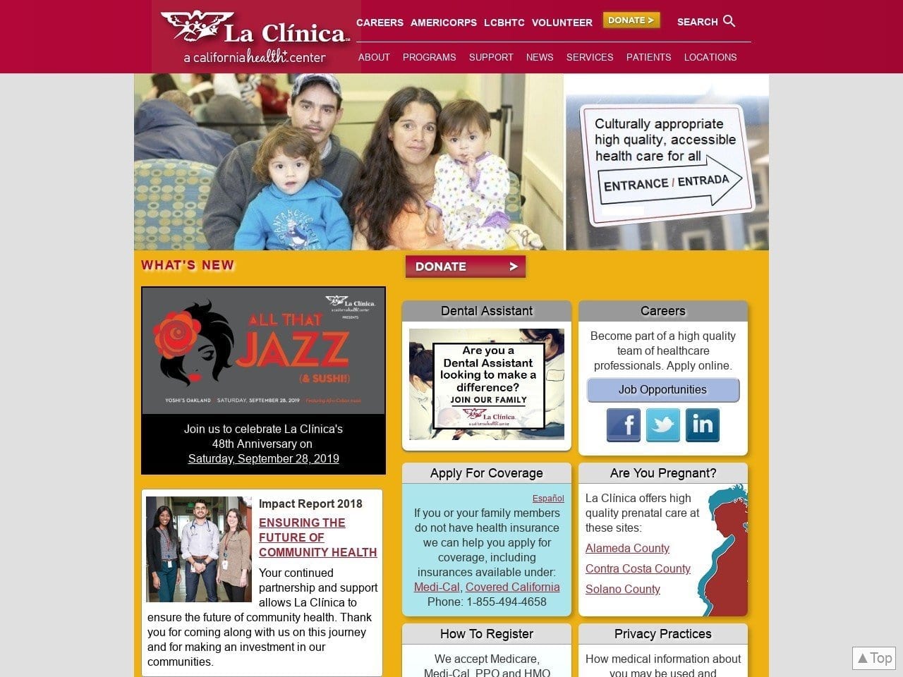 La Clinica Website Screenshot from laclinica.org