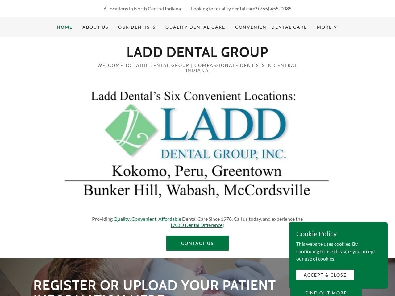 Ladd Dental Group of Bunker Hill PC Website Screenshot from ladddental.com