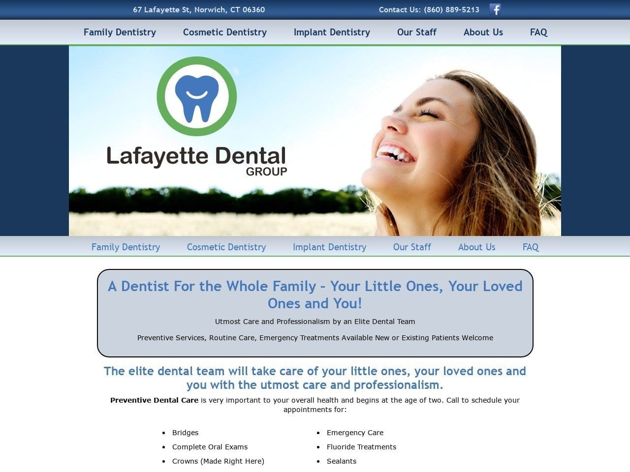 Lafayette Dental Group Website Screenshot from lafayettedentalgroup.com