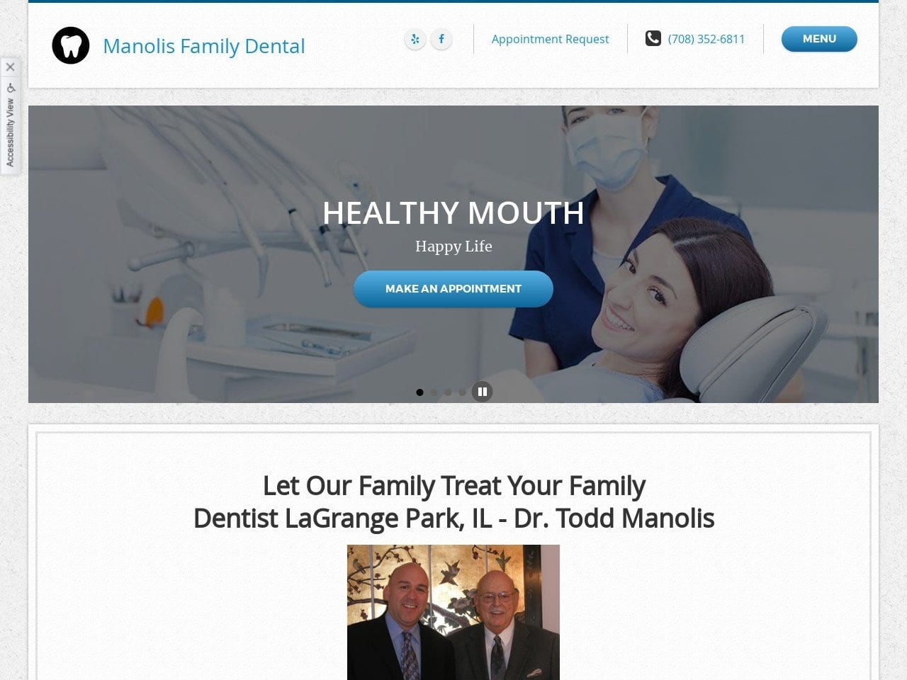 Thomas K Manolis & Associates Manolis Todd DDS Website Screenshot from lagrangeparkdentists.com