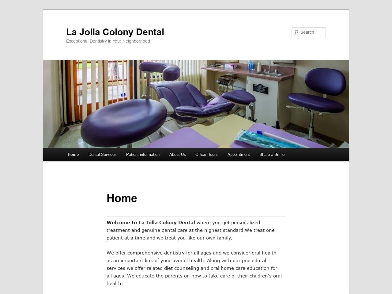 La Jolla Colony Dental Website Screenshot from lajollacolonydental.com