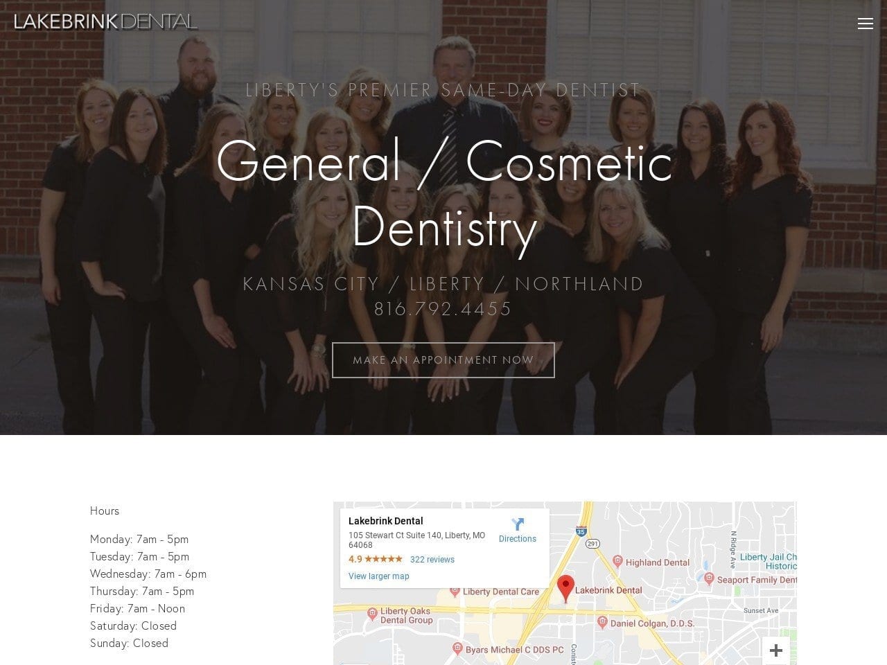 Lakebrink Dental Website Screenshot from lakebrinkdental.com