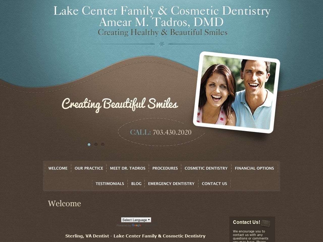 Lake Center Family And Cosmetic Dentistry Website Screenshot from lakecentersmiles.com