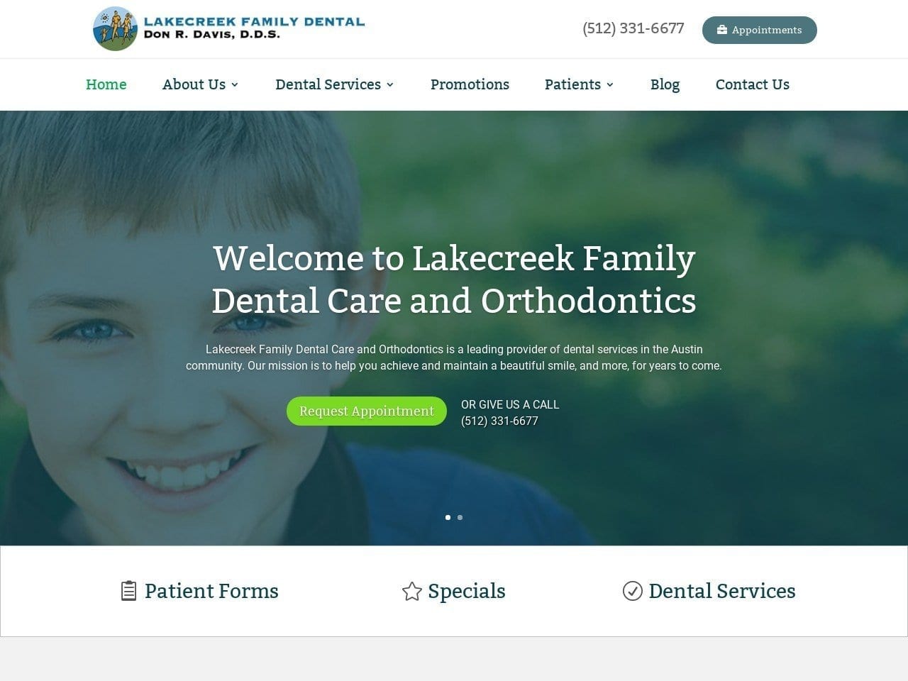 Dr. Don Davis DDS Website Screenshot from lakecreekdental.com