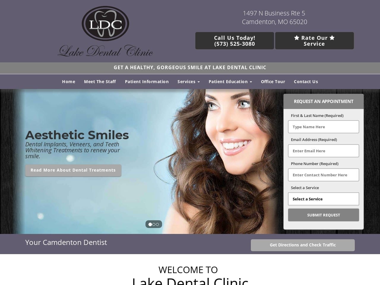 Lake Dental Clinic Website Screenshot from lakedentalclinic.com