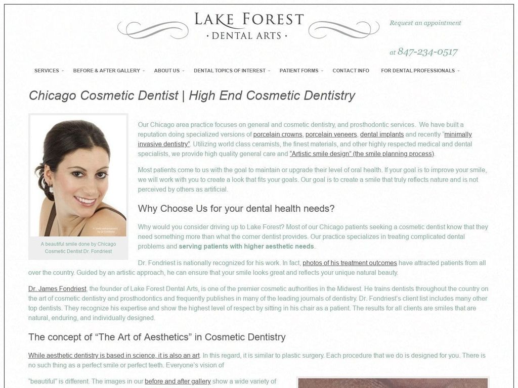 Lake Forest Dental Arts Website Screenshot from lakeforestdentalarts.com