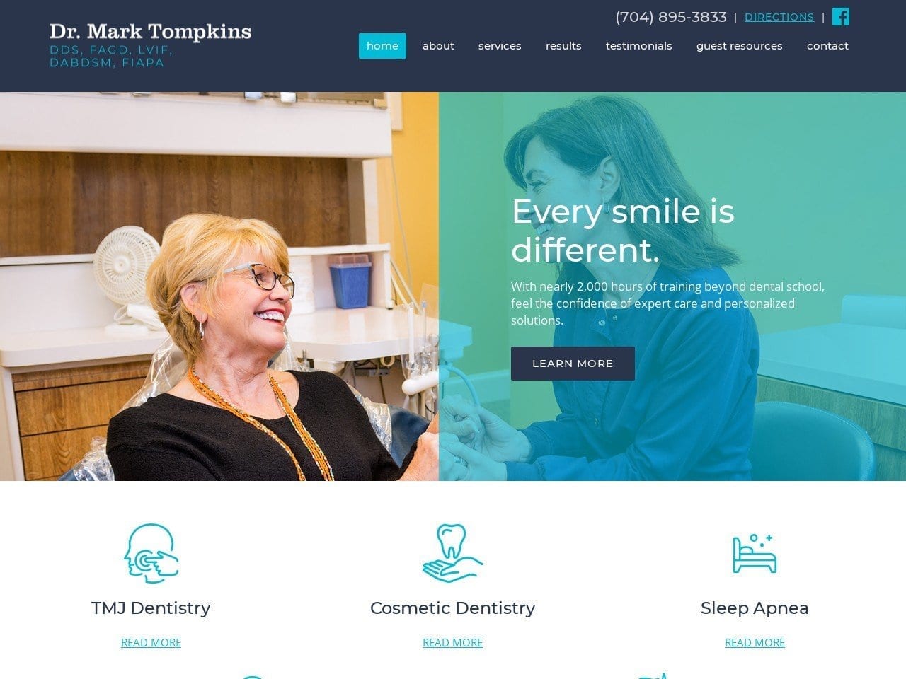 Dr. Mark P. Tompkins DDS Website Screenshot from lakenormansmile.com