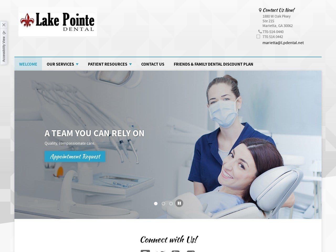 Lake Pointe Dental Marietta Website Screenshot from lakepointedentalmarietta.com