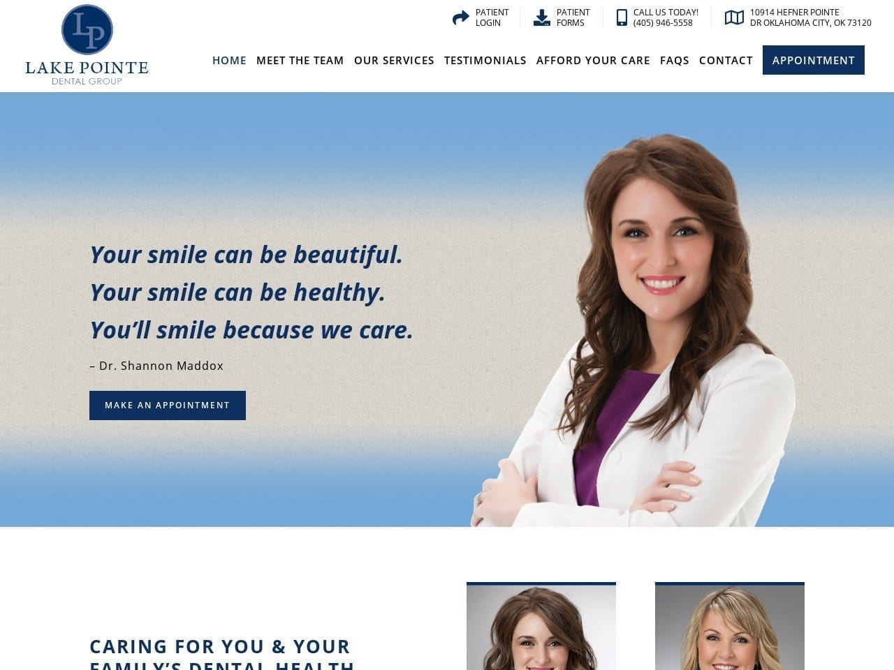 Lake Pointe Dental Group Website Screenshot from lakepointedentalokc.com