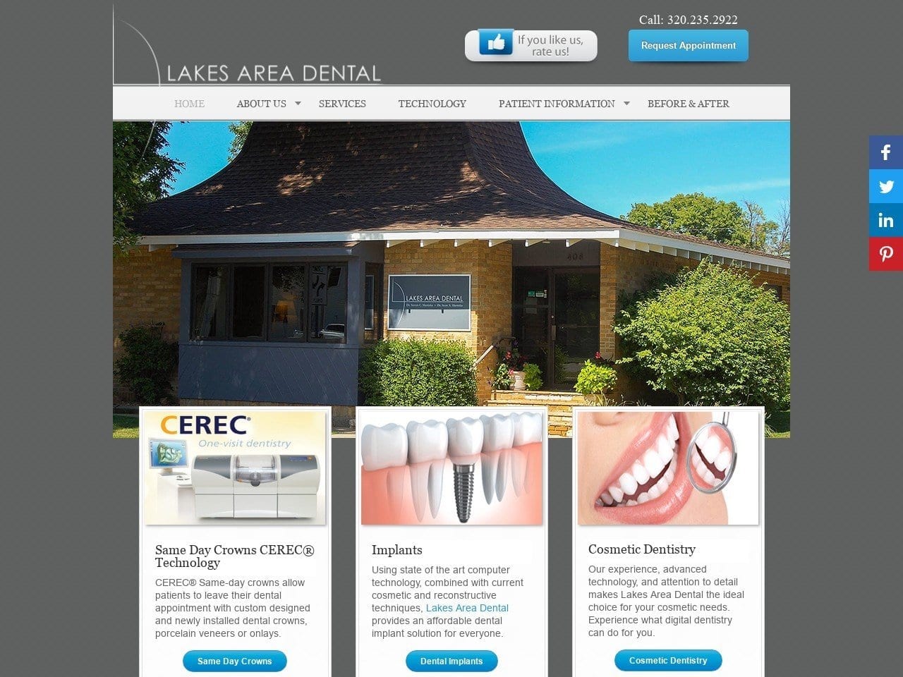 Lakes Area Dental Website Screenshot from lakesareadental.com