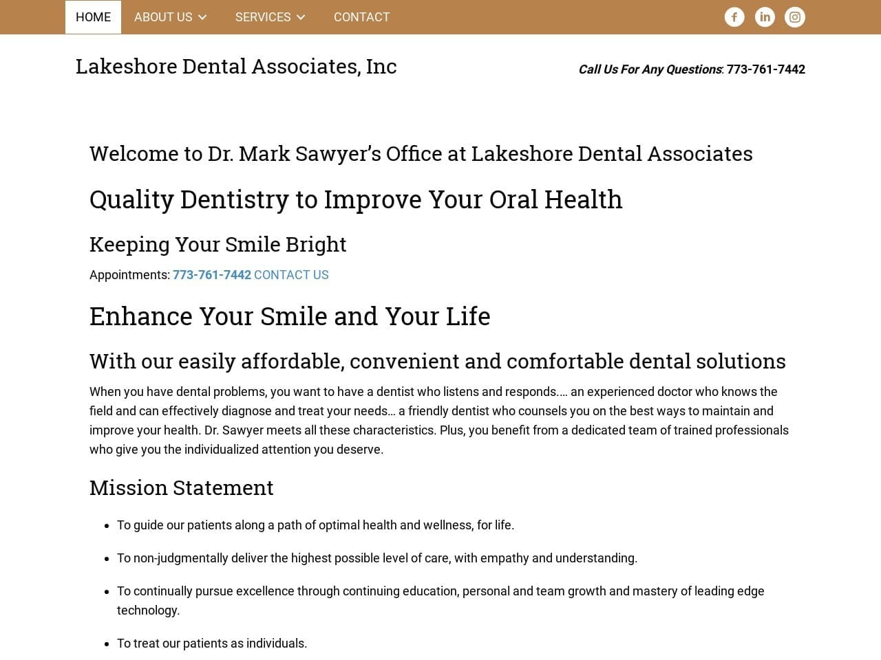 Lakeshore Dental  Associates Website Screenshot from lakeshoredentalassociates.com