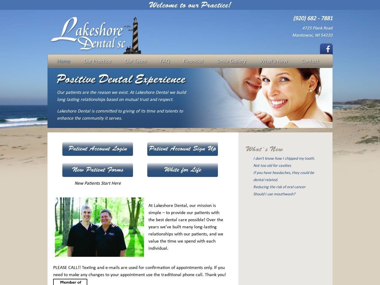 Lakeshore Dental SC Website Screenshot from lakeshoredentalsc.com