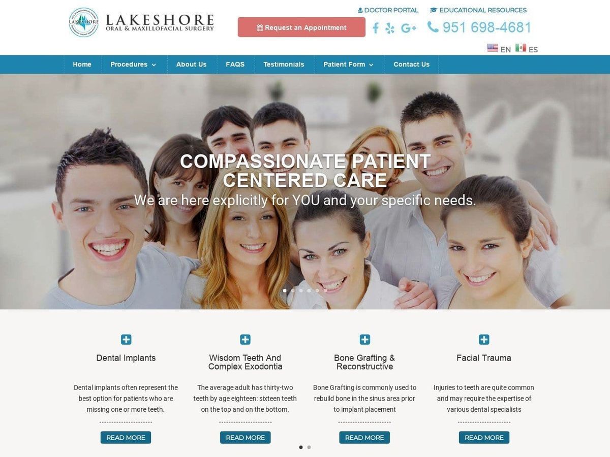 Lakeshore Oral Dentist Website Screenshot from lakeshoreoms.com