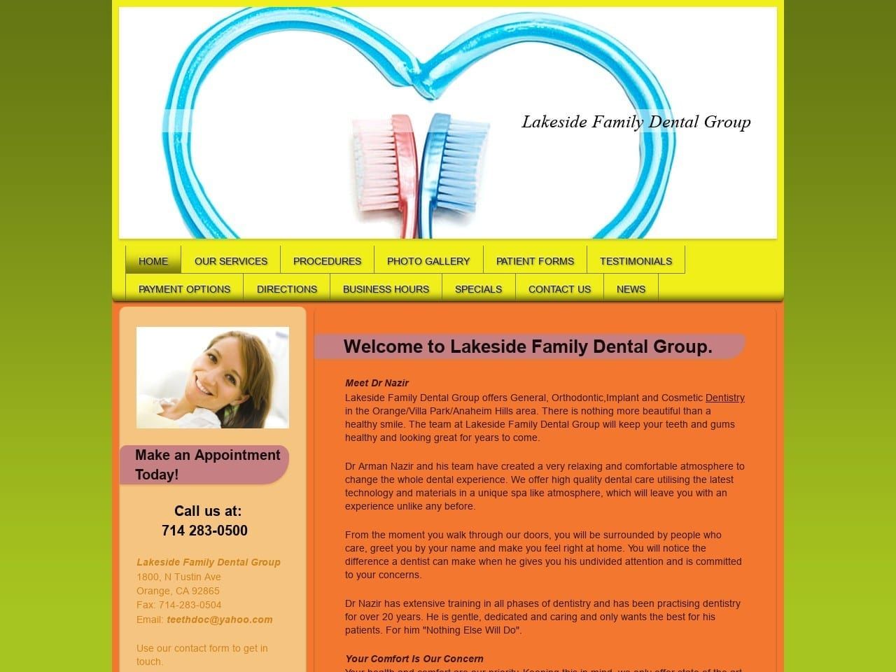 Lakeside Family Dental Website Screenshot from lakesidefamilydental.com