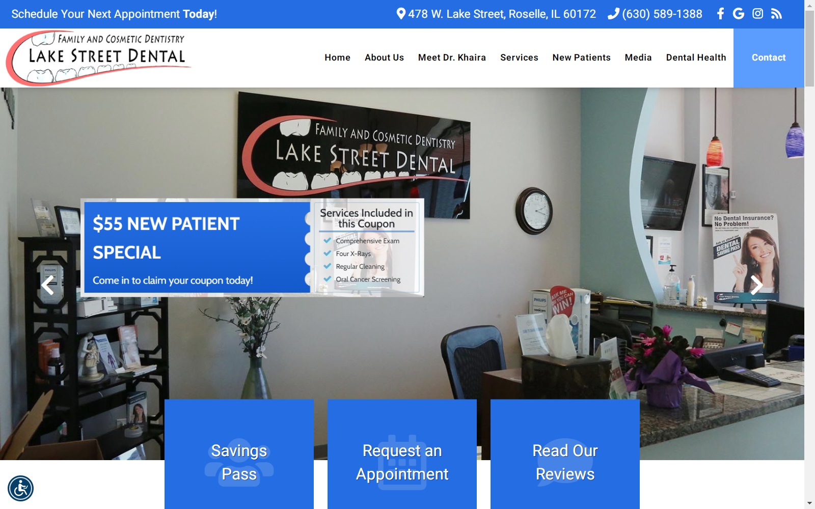 lakestreetdental.com screenshot