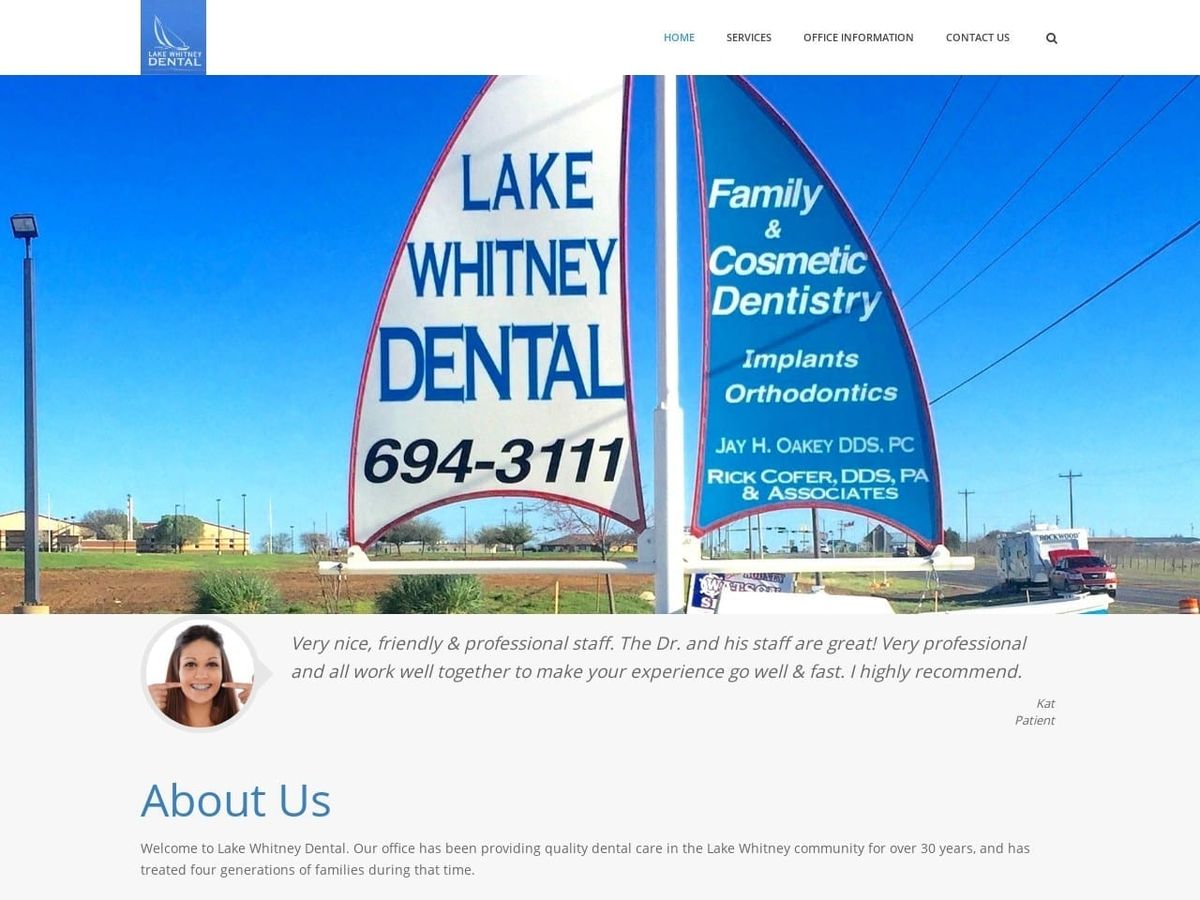 Lake Whitney Dental Website Screenshot from lakewhitneydental.com