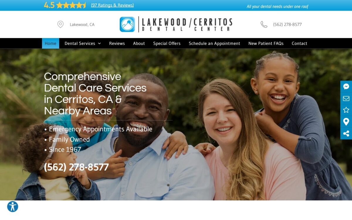 lakewoodcerritosdental.com screenshot