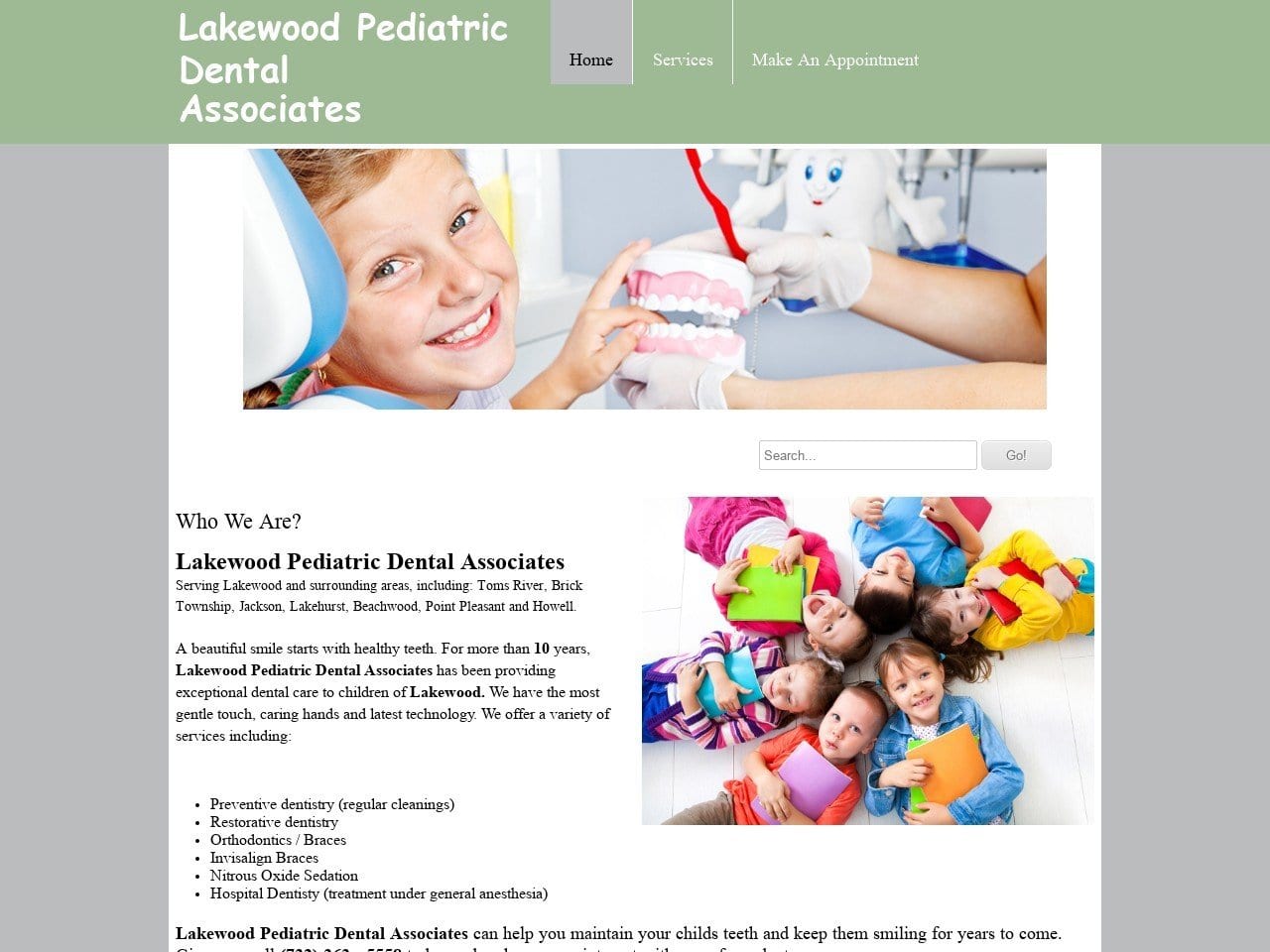 Lakewood Pediatric Dental PA Website Screenshot from lakewoodpediatricdental.com