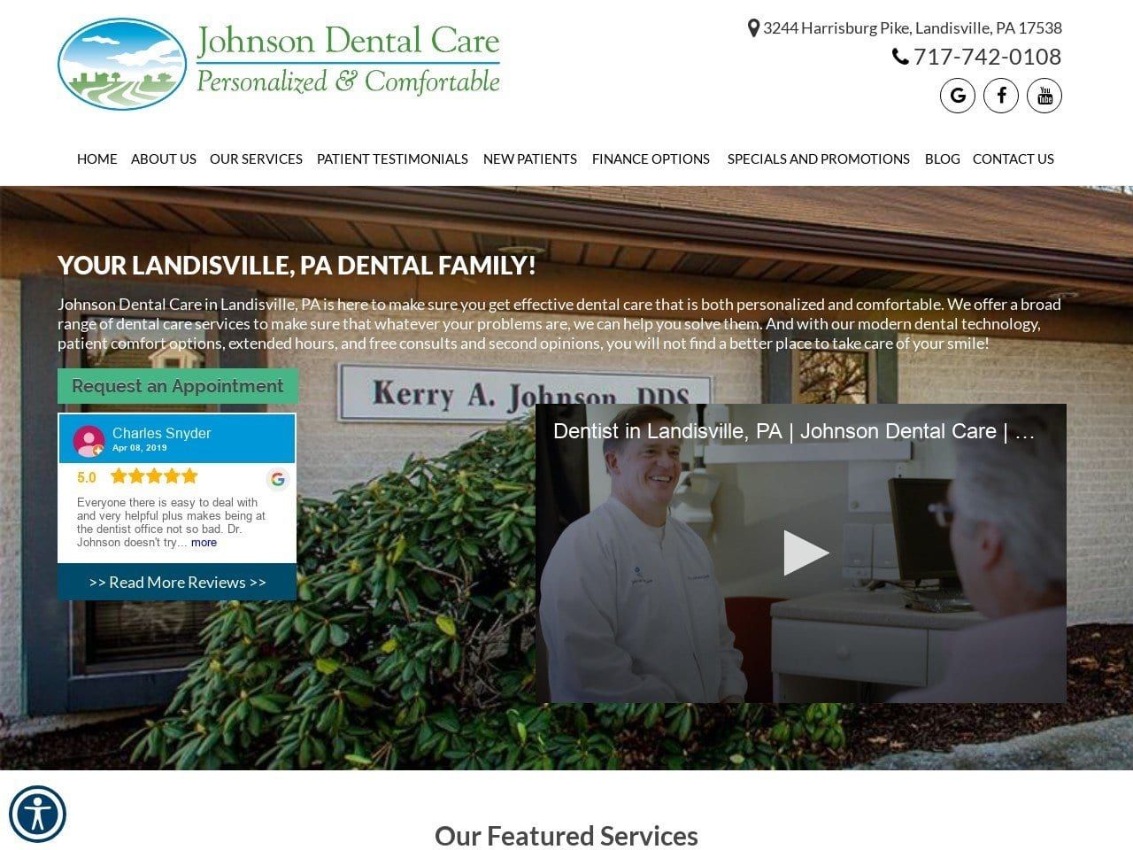 Landisville Dentist Website Screenshot from landisvilledentist.com