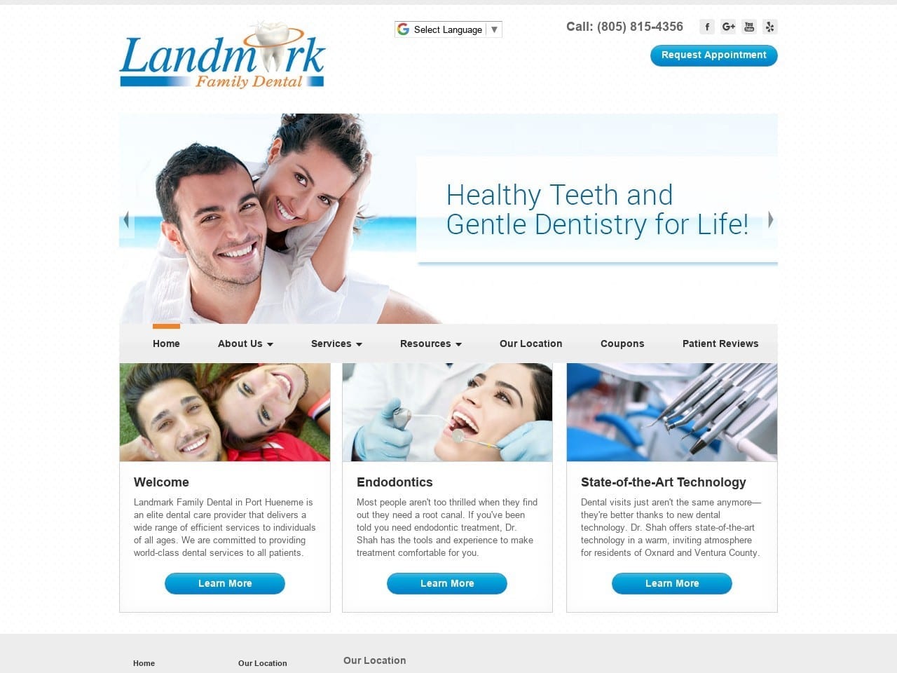 Landmark Family Dental Website Screenshot from landmarkfamilydental.com