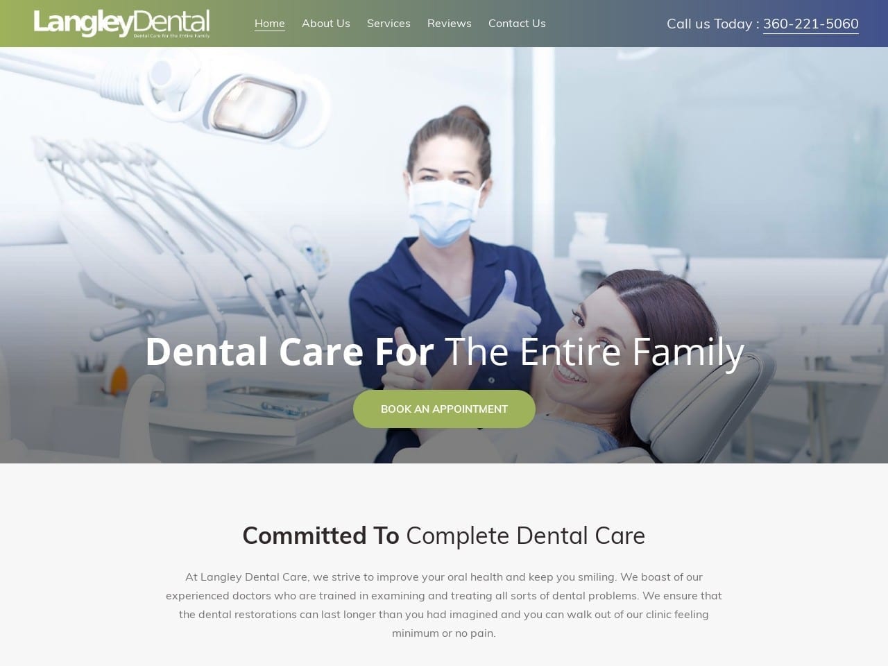 Langley Dental Website Screenshot from langleydentalcare.com