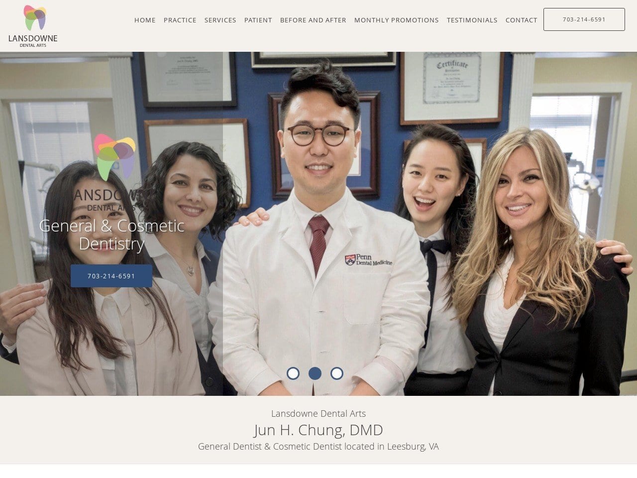 Lansdowne Dental Arts/Dr. Jun H. Chung Website Screenshot from lansdownedentistry.com