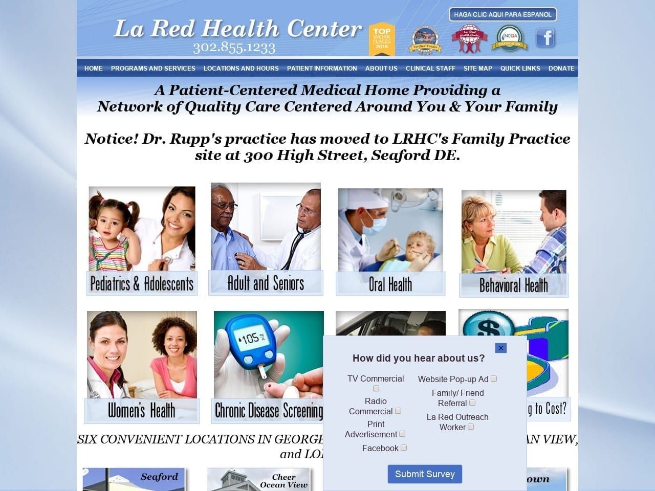 La Red Health Center Website Screenshot from laredhealthcenter.org
