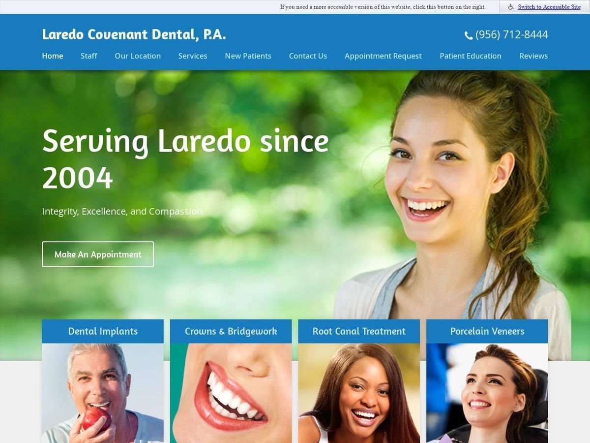 Laredo Covenant Dental Pa Website Screenshot from laredocovenantdental.com