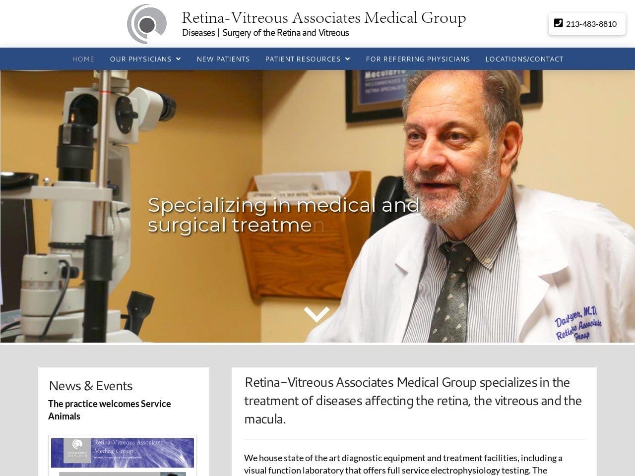 Retina Vitreous Associates Medical Group Website Screenshot from laretina.com