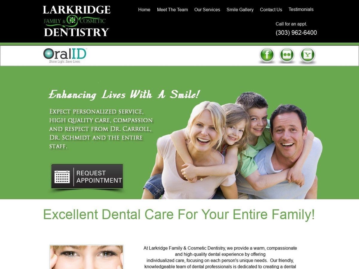 Larkridge Family Dentist Website Screenshot from larkridgefamilydentistry.com