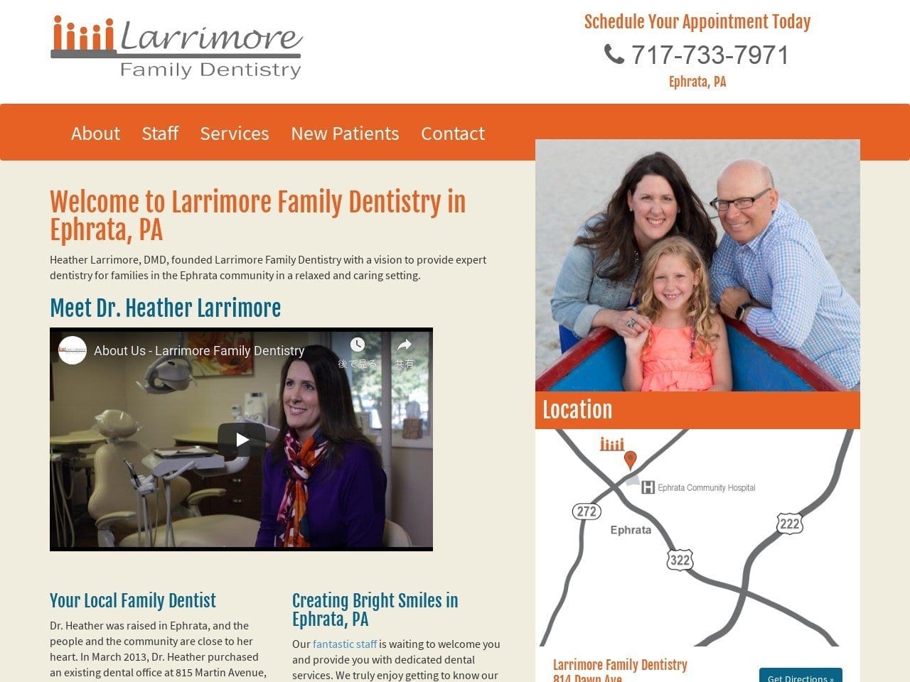 Larrimore Family Dentist Website Screenshot from larrimoredentistry.com