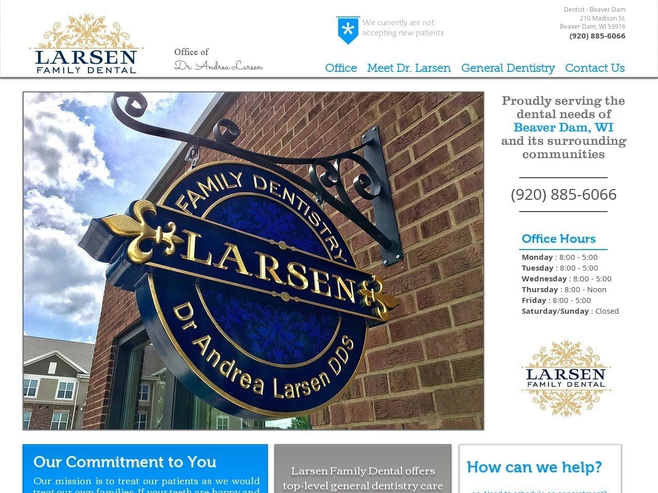 Larsen Family Dental | Dr. Andrea Larsen DDS Website Screenshot from larsenfamilydentalbd.com