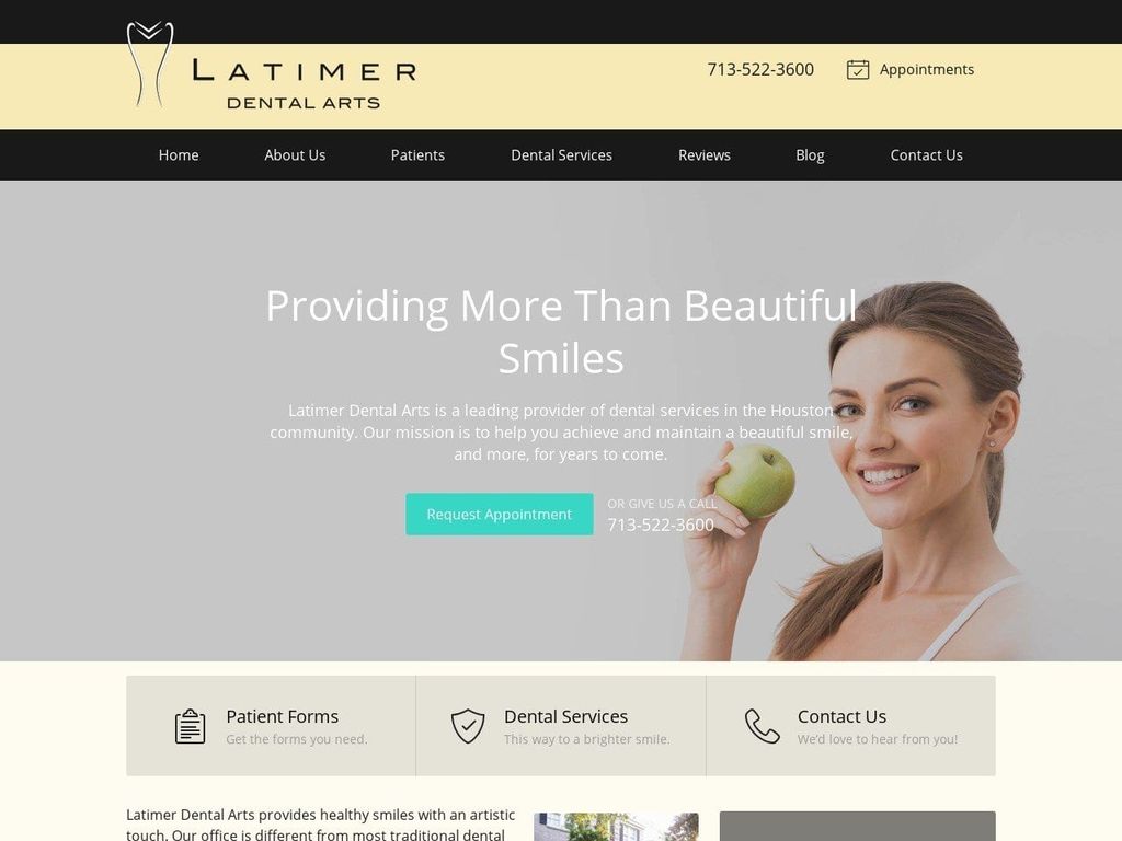 Dr. Susan G. Latimer DDS Website Screenshot from latimerdentalarts.com