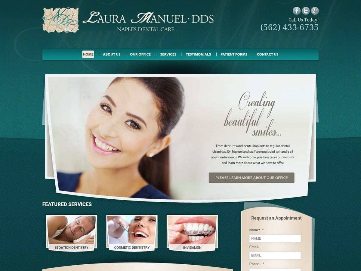 Naples Dental Care Lander Joel DDS Website Screenshot from lauramanueldds.com